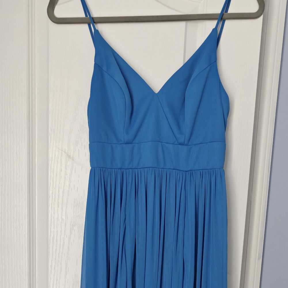 Azazie Blue Jay Spaghetti Strap Dress
